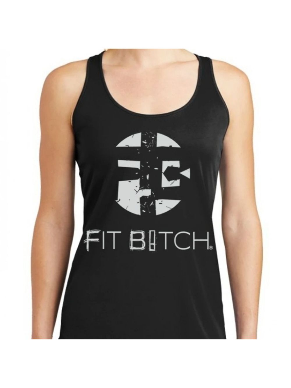 District Fit B!tch Racerback Marled Charcoal Gray Work Out Tank Top